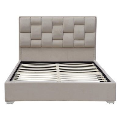 Double cadre adapté aux besoins du client de lit de tissu de velours de taille avec la haute tête de lit tuftée