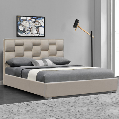 Double cadre adapté aux besoins du client de lit de tissu de velours de taille avec la haute tête de lit tuftée