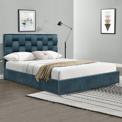 Double cadre adapté aux besoins du client de lit de tissu de velours de taille avec la haute tête de lit tuftée