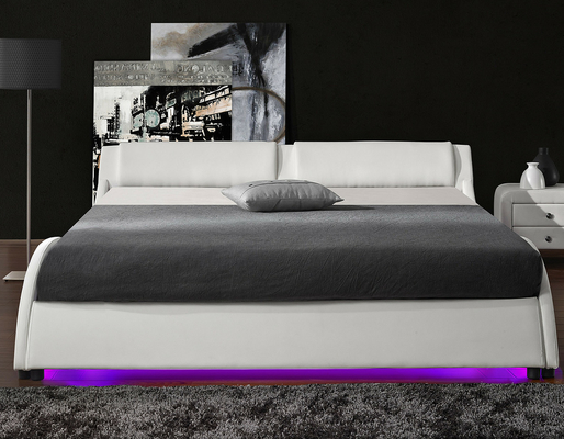 Cuir d'unité centrale de plate-forme tapissé double par taille de cadre de lit de lumière de 2 LED