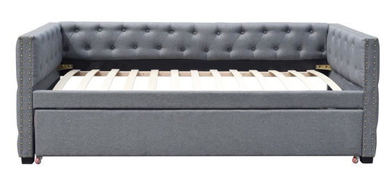 Daybed de roulette tapissé par tissu avec le contreplaqué simple de goujon en bronze