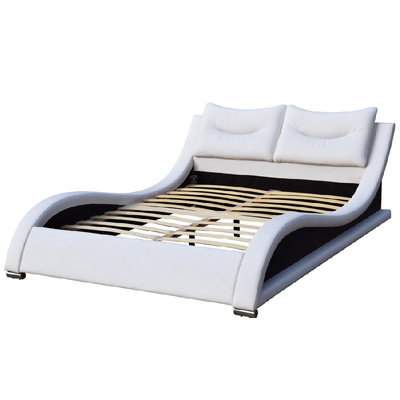 La double taille de tête de lit de lit en cuir de luxe de Faux avec la courbe d'oreiller forment l'unité centrale blanche