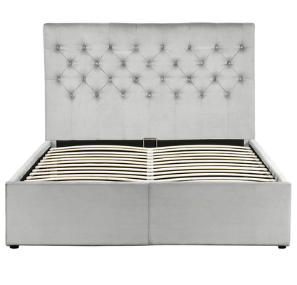 Le Roi Size Platform Tufted a tapissé le cadre de lit avec la tête de lit de boutons
