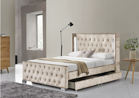 Cadre tapissé double par taille de lit de plate-forme