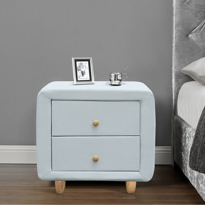 2 tiroirs couverts de toile ENSOLEILLÉS de Cabinet de Nightstand de tiroir de tissu moderne de contreplaqué