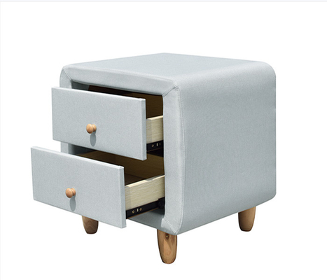 2 tiroirs couverts de toile ENSOLEILLÉS de Cabinet de Nightstand de tiroir de tissu moderne de contreplaqué