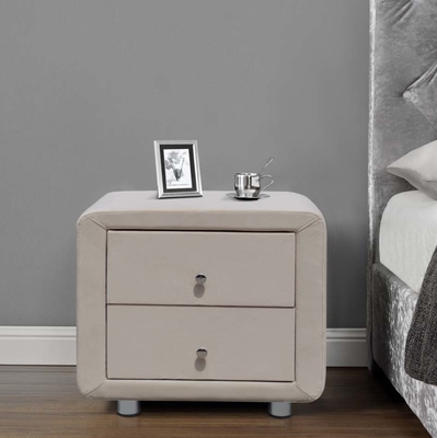 2 tiroirs couverts de toile ENSOLEILLÉS de Cabinet de Nightstand de tiroir de tissu moderne de contreplaqué