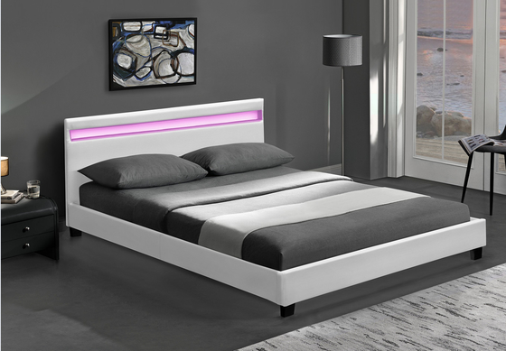 La plate-forme RVB LED a tapissé le cadre de lit avec la LED allume bon marché facile assemblent le cuir d'unité centrale