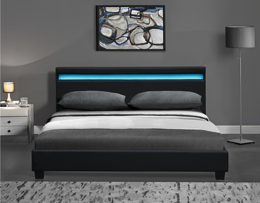 La plate-forme RVB LED a tapissé le cadre de lit avec la LED allume bon marché facile assemblent le cuir d'unité centrale