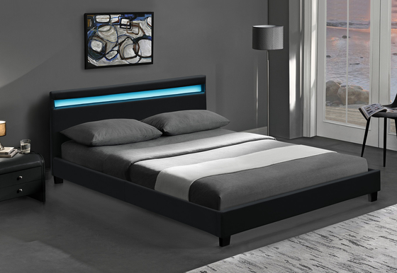 La plate-forme RVB LED a tapissé le cadre de lit avec la LED allume bon marché facile assemblent le cuir d'unité centrale