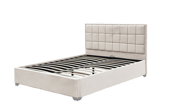 Cadre beige 120x200cm 140x200cm 160x200cm 180x200cm de lit de stockage d'Ottoman de velours de Horwood