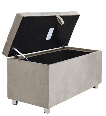 Velours Toy Bench Plush Soft de Chesterfiled Grey Ottoman Storage Box Crushed