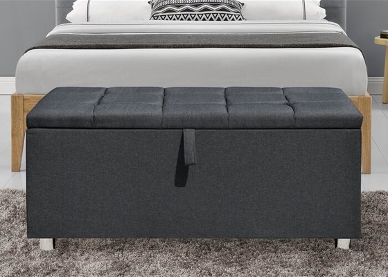 Stockage tapissé Ottoman R-U foncé franc Grey Fabric Blanket Box de tissu