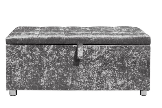 Boîte de rangement pliable de Diamond Silver Crushed Velvet Ottoman Ottoman d'écrasement