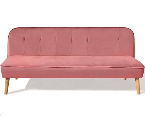 Couverture pliable écrasée de Sofa Bed Dusty Rose Fabric de velours avec la jambe en bois