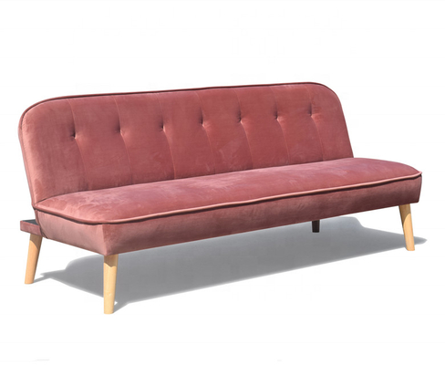 Couverture pliable écrasée de Sofa Bed Dusty Rose Fabric de velours avec la jambe en bois