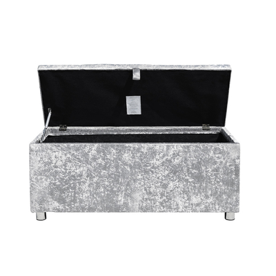 Écrasez la pièce argentée de Toy Box For Bedroom Living de coffre de stockage d'Ottoman de velours