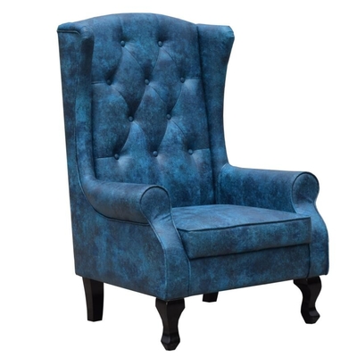 L'accent élevé de Wingback de baquet préside le fauteuil de Chesterfield de velours dinant le salon